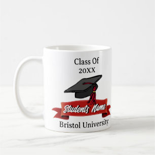 Caneca De Café Graduação - Drinkware Personalizado Maroon e Preto