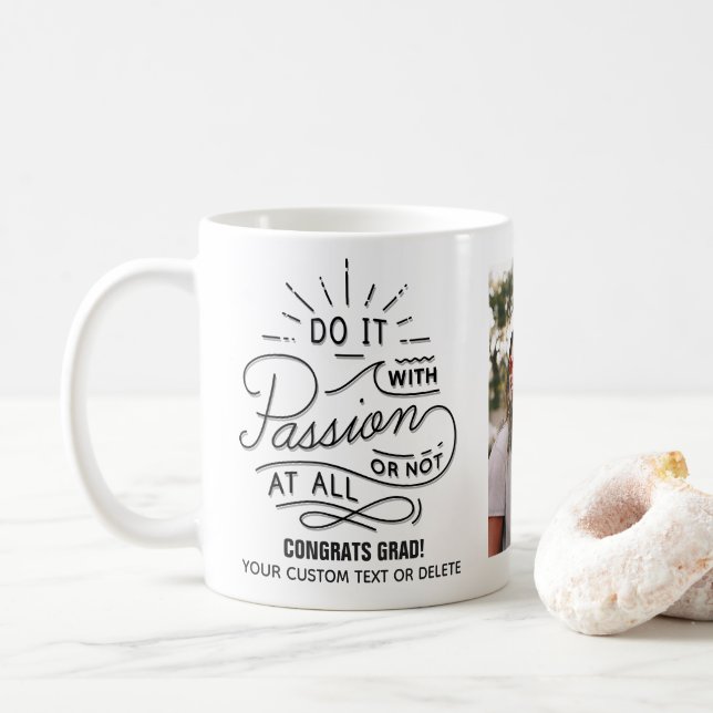 Caneca De Café Graduação - Foto de Formando Personalizado de Cota (Com Donut)