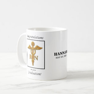 Caneca De Café Graduação na Escola de Enfermagem Dourada Antica