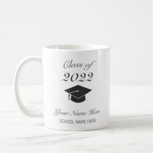 Caneca De Café Graduação Negra Mínima Moderna