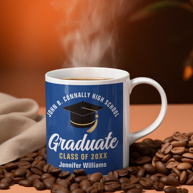 Caneca De Café Graduação Personalizada do Formando Branco Azul pa (Criador carregado)