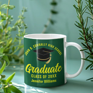 Caneca De Café Graduação Personalizada do Formando Verde Amarelo