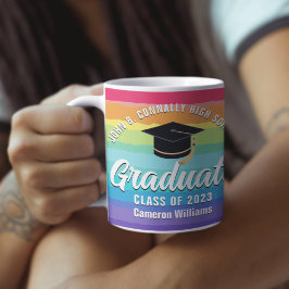 Caneca De Café Graduação Personalizada LGBTQ do Formando Arco-Íri