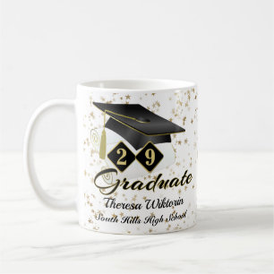Caneca De Café Graduação Personalizada Preta e Dourada 20XX
