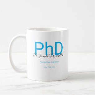 Caneca De Café Graduação PhD de Nome Azul Preto do Keepsasaque fo