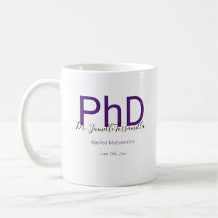 Caneca De Café Graduação PhD de Nome PhD Preto do Keepsasasaame d