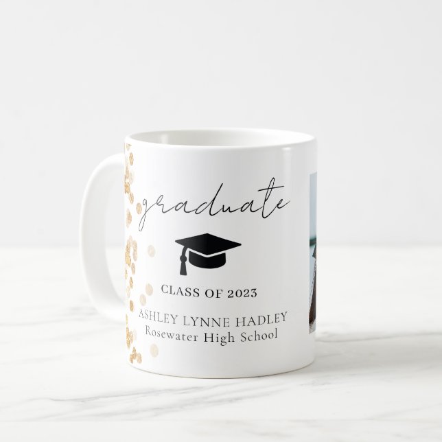 Caneca De Café Graduado em Foto a Ouro Moderno (Frente Esquerda)