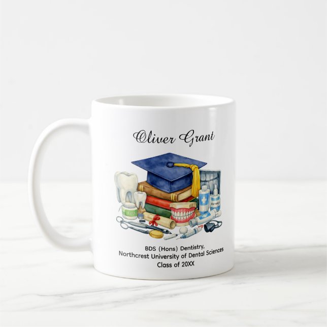 Caneca De Café 🎓Graduado em Odontologia Nome e Grau Personalizad (Esquerda)
