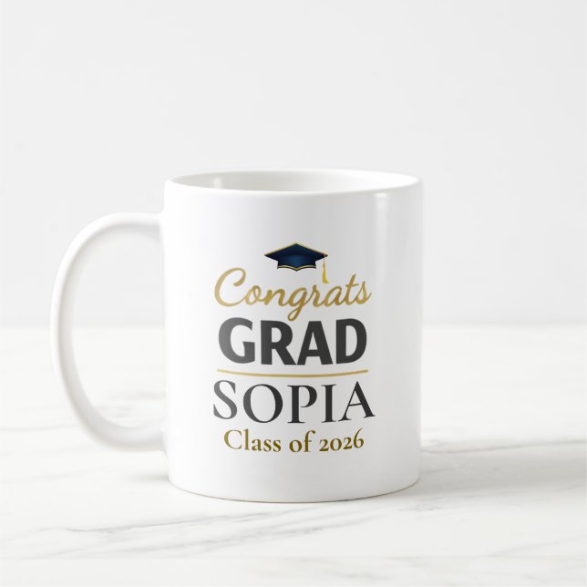 Caneca De Café Graduation 2026 Personalized Congrats Grad (Esquerda)