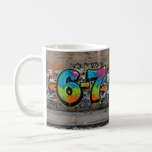 Caneca De Café Graffiti 67 Viral Trend/Bold Pop Art Street Style (Esquerda)