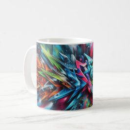 Caneca De Café Graffiti auf Ziegelwand mit Skyline Streetart