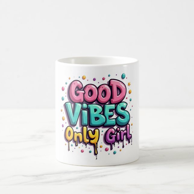 Caneca De Café Graffiti Good Vibes Only Girl Mug (Centro)