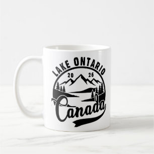 Caneca De Café Gráfica Cênica Preto e Branco do Lago Ontário