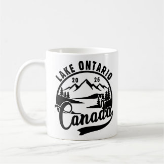 Caneca De Café Gráfica Cênica Preto e Branco do Lago Ontário