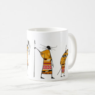 Caneca De Café Gráfico Africano, Caçadores Tribais