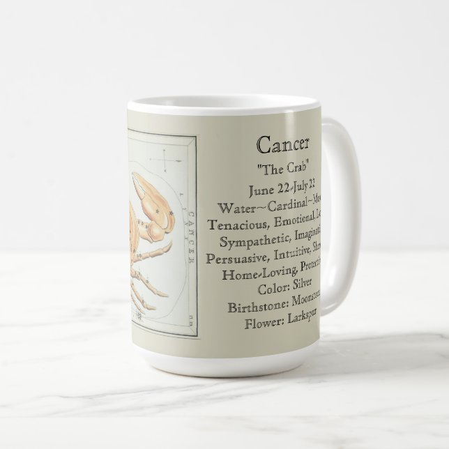 Caneca De Café Gráfico Astronômico Antiguo Zodíaco Cancer (Frente Esquerda)