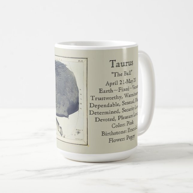Caneca De Café Gráfico Astronômico Antiquado Taurus Zodiac (Frente Esquerda)