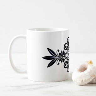 Caneca De Café Gráfico com uma marca de planta elegante preta