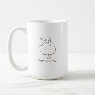 Caneca De Café Gráfico D de Gato Virado Minimalista "Energia de R