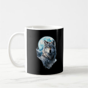 Caneca De Café Gráfico da Lua do Lobo Uivando, Sob a Noite de Lua