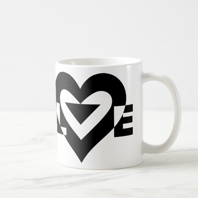 Caneca De Café Gráfico de Amor legal, Preto (Direita)