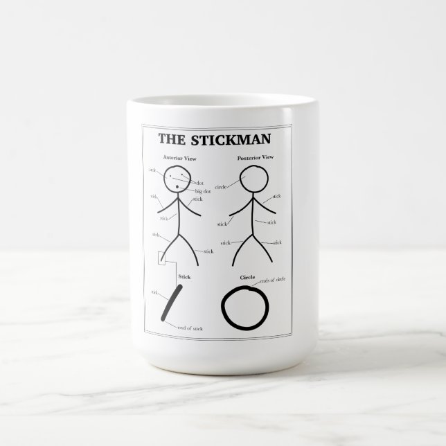 Caneca De Café Gráfico de Anatomia Stickman (Centro)