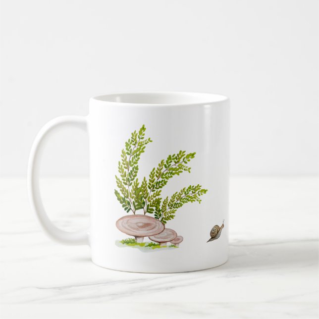 Caneca De Café Gráfico de aquarelas de um cogumelo florestal e de (Esquerda)