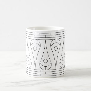 Caneca De Café Gráfico de Borda Preta Vintage
