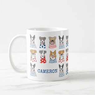 Caneca De Café Gráfico de Cachorros Brancos Engraçados e Bonito