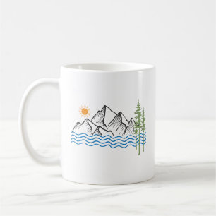 Caneca De Café gráfico de caminhada e acampamento nas montanhas