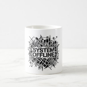Caneca De Café Gráfico de Estêncil de Cidade Cyber Brutalista Off