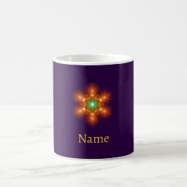 Caneca De Café Gráfico de Flor com Brilho Neon Futurista