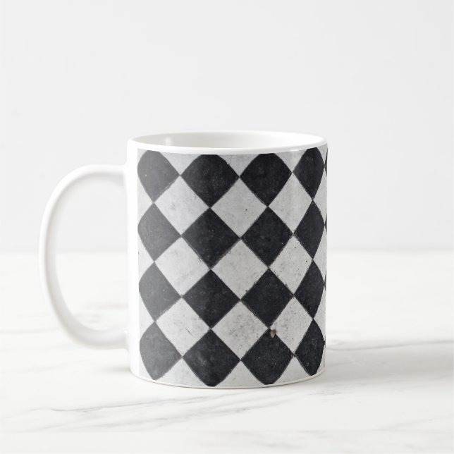 Caneca De Café Gráfico de harlequim preto e branco (Esquerda)