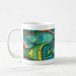 Caneca De Café Gráfico de Parrotfish em Escuro