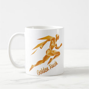 Caneca De Café Gráfico e Texto Dourado