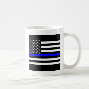 Caneca De Café Gráfico fino de linha azul sobre uma bandeira amer