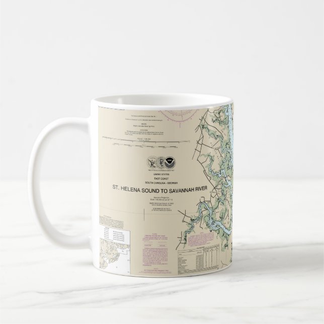 Caneca De Café Gráfico náutico do Rio Savana - rua Helena Sound (Esquerda)