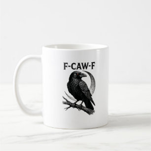 Caneca De Café Gráfico Retro de Corvo F-Caw-F Engraçado