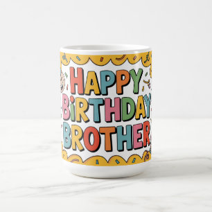 Caneca De Café Gráficos alegres "FELIZ ANIVERSÁRIO IRMÃO"