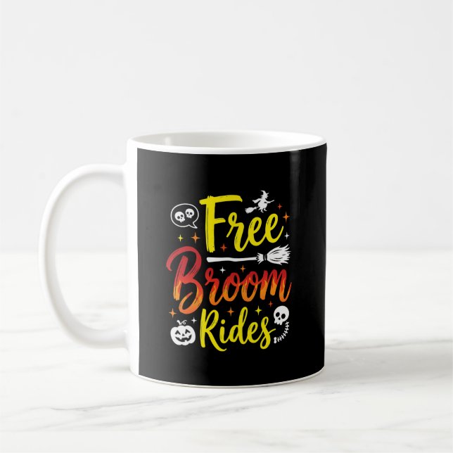 Caneca De Café Gráficos de Bruxa de Passeios de Vassoura Grátis d (Esquerda)