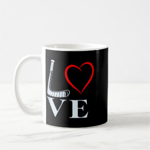 Caneca De Café Gráficos de Coração de Amor de Hóquei para Fãs de 