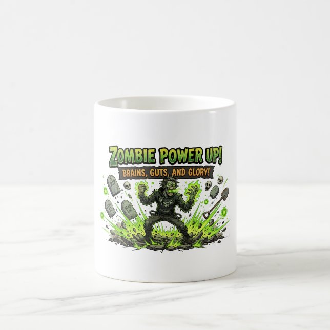Caneca De Café Gráficos de Zumbi com Poder para Jogadores (Centro)