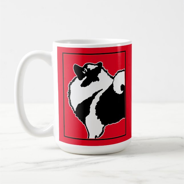 Caneca De Café Gráficos Keeshond - Arte de Cachorro Original (Esquerda)