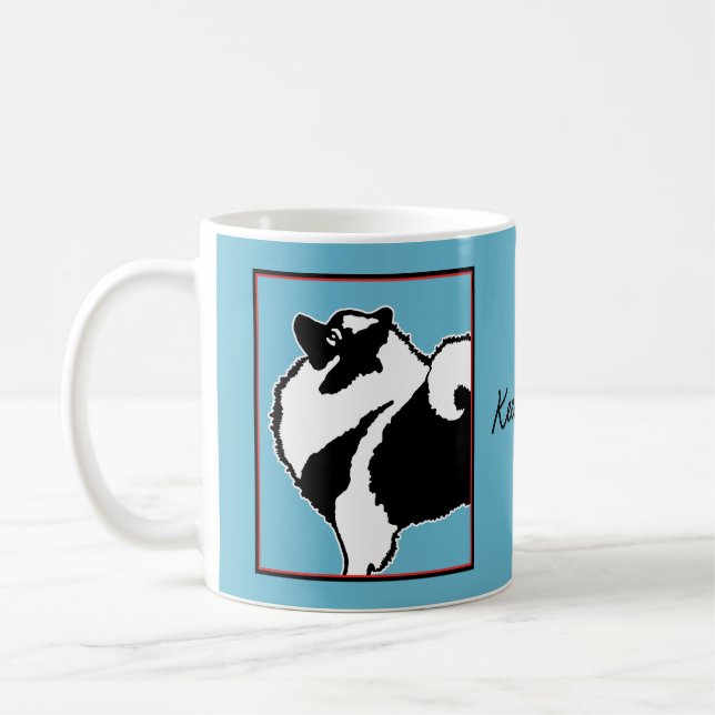 Caneca De Café Gráficos Keeshond - Arte de Cachorro Original (Esquerda)