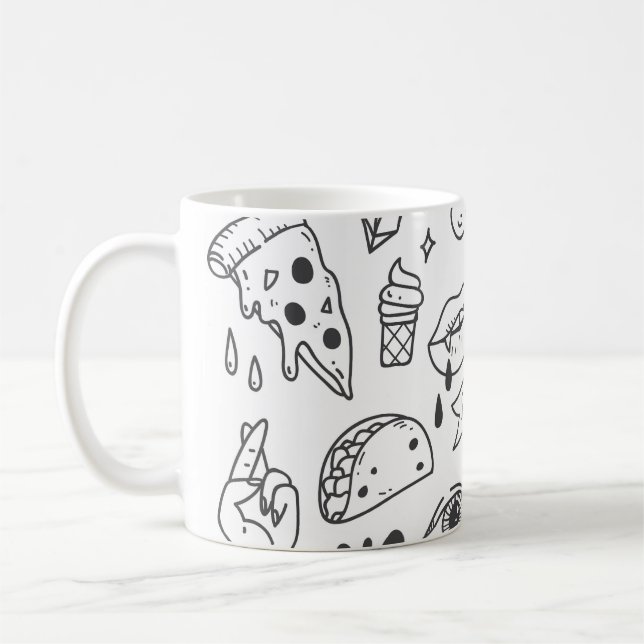 Caneca De Café Grafite Bonito: Conjunto de Artes de Porte. (Esquerda)