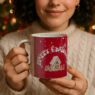 Caneca De Café Grafite de arte de Natal Red Merry Cfee Mug
