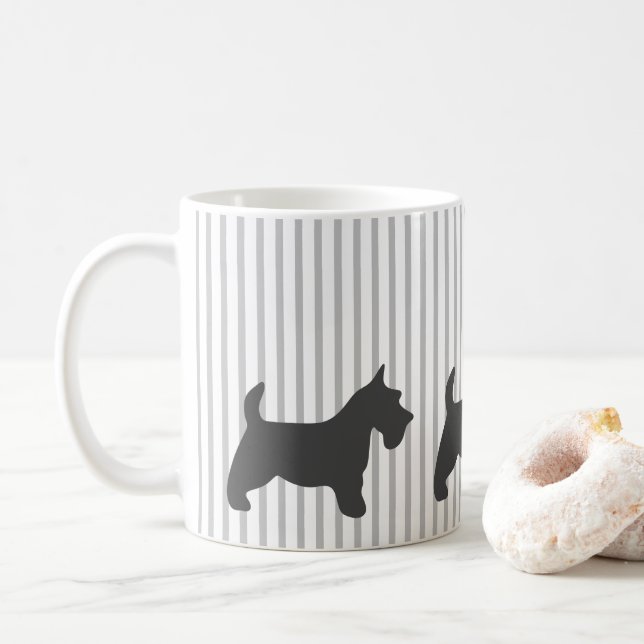 Caneca De Café Grafite Terrier em faixas de Cinza (Com Donut)