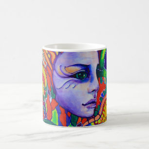 Caneca De Café Grafites da cara da mulher colorida em Vinnitsa