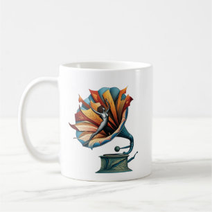 Caneca De Café Gramofone Dançando Através da Melodia