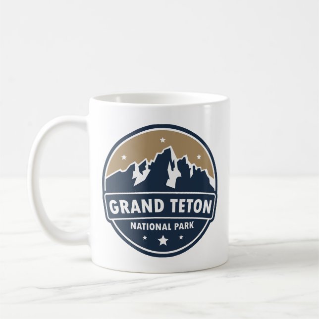 Caneca De Café Grand Teton National Park Round Emblem (Esquerda)